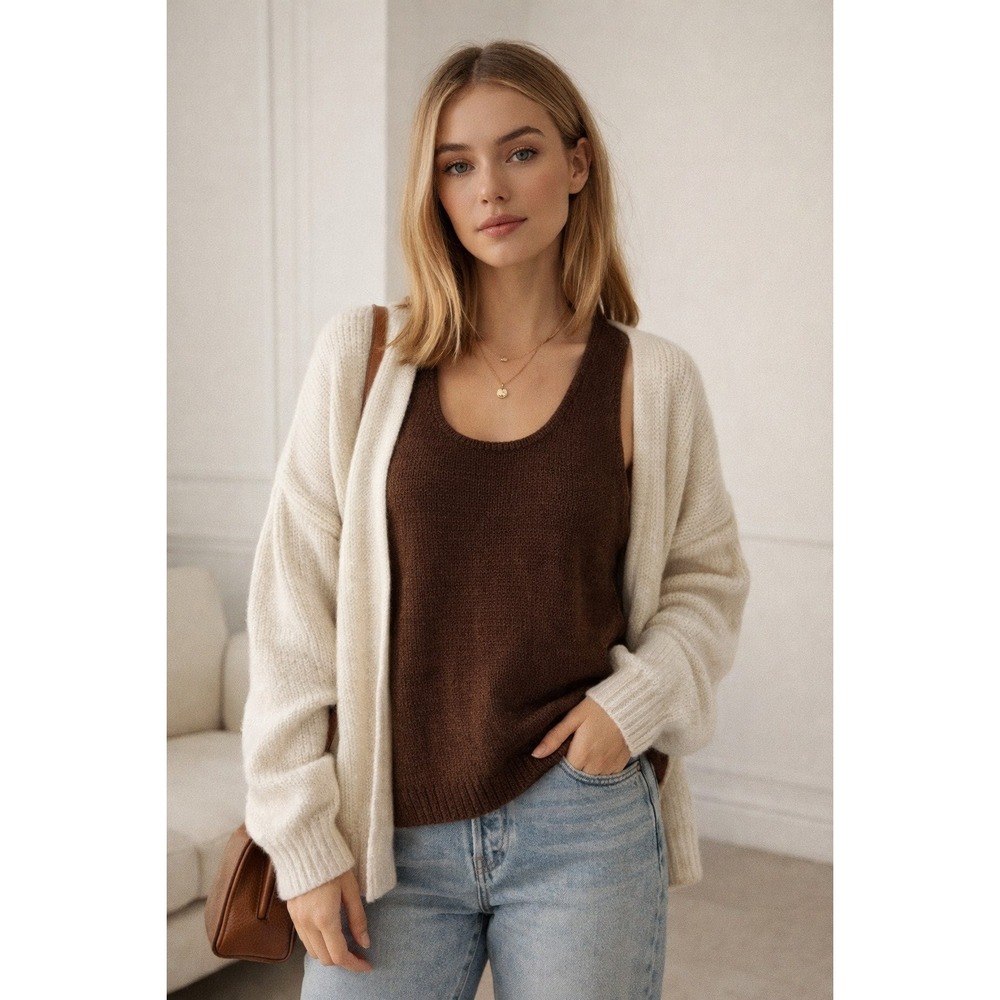 Abercrombie & Fitch‎ Knitted Tank Top M Brown Minimalist Capsule Sleeveless Top